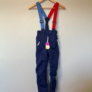 NWT Boden Kids Navy Snow Pants with Red and Blue Straps